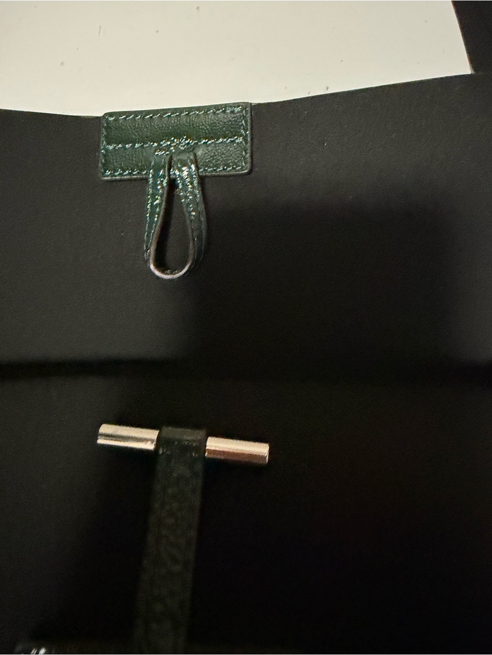 Tory Burch Dark Green Tote with Burgundy Handles - Picture 5 of 8